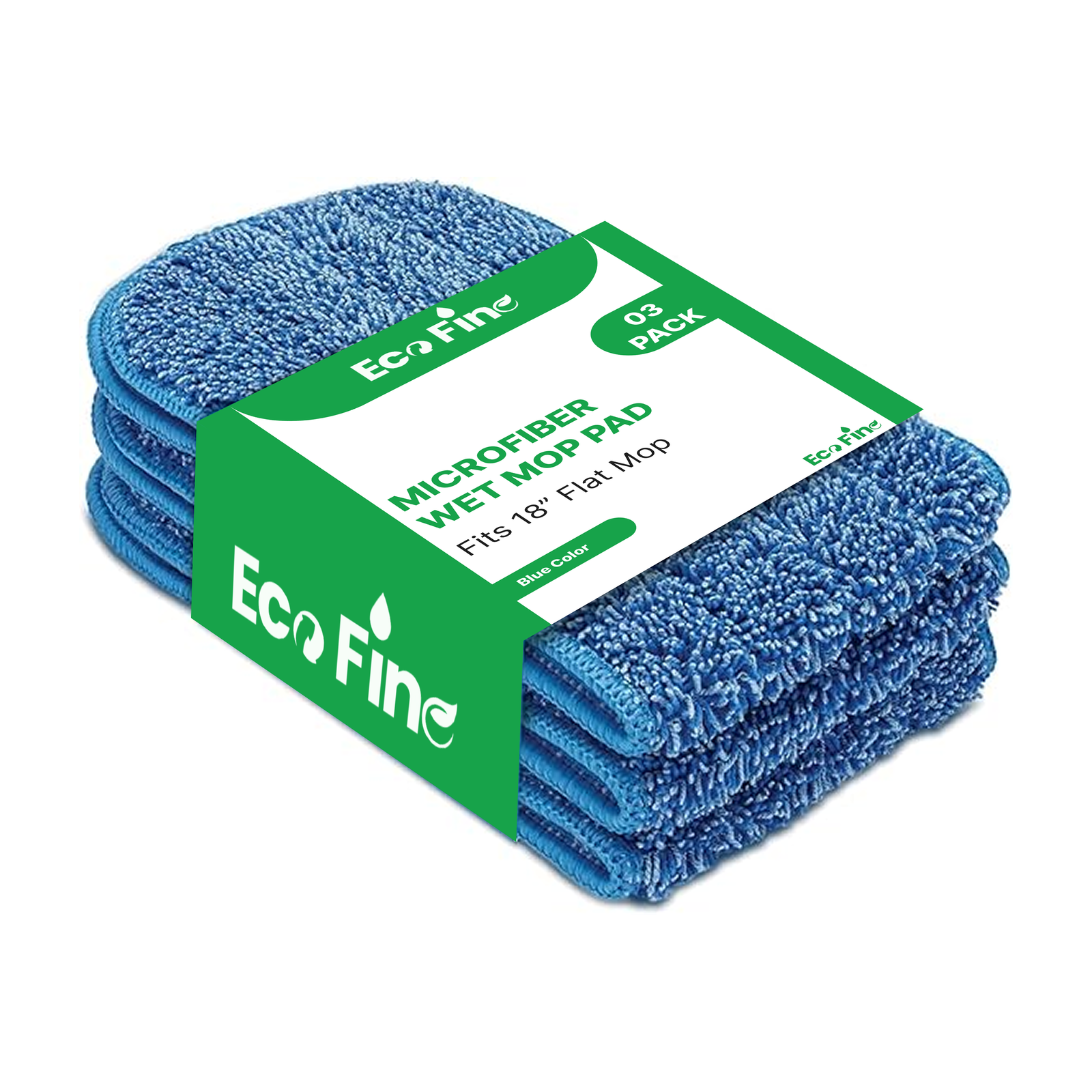 EcoFine Microfiber Flat Mop Pads - 18"