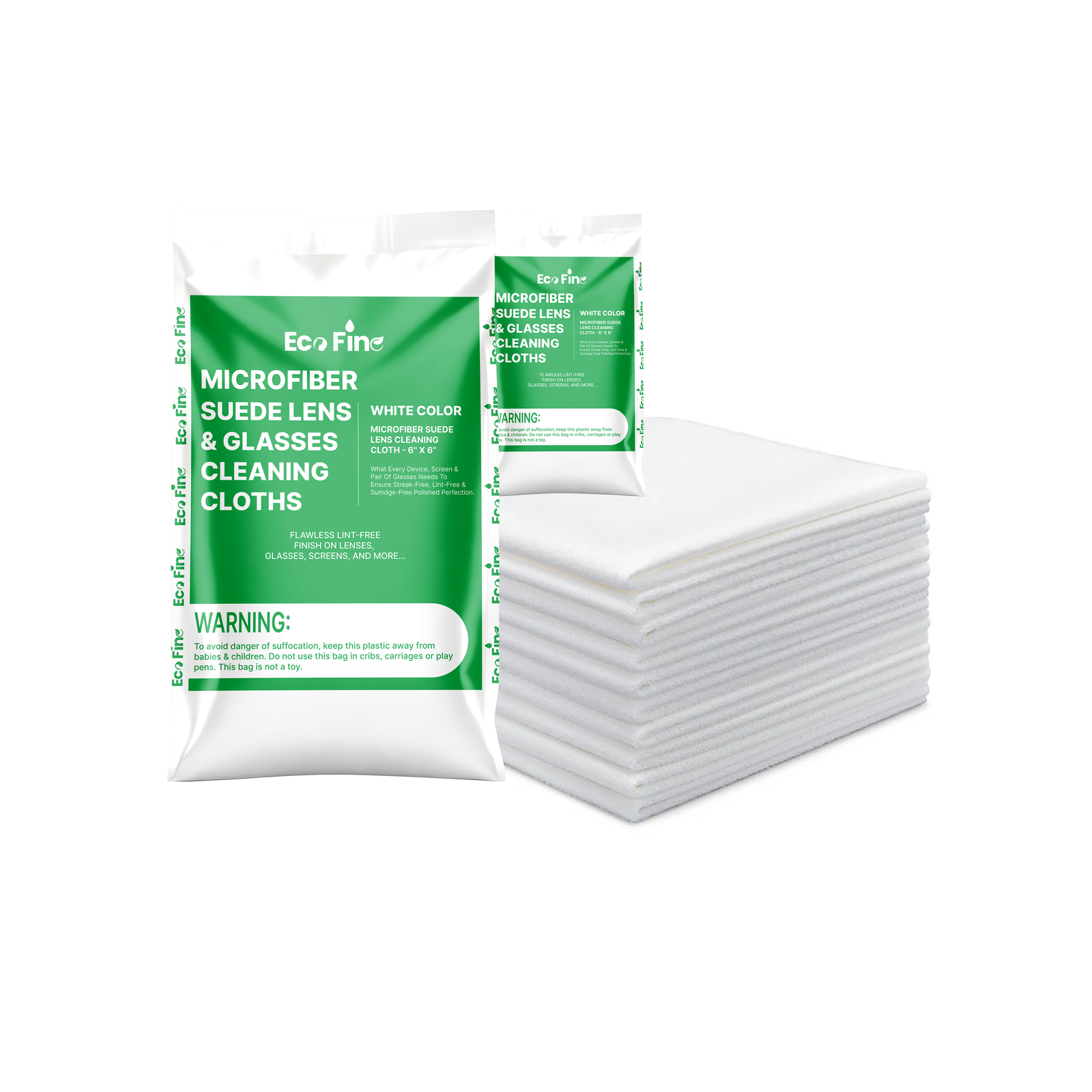 Microfiber Suede Lens Cleaning Cloth 6" x 6" - White