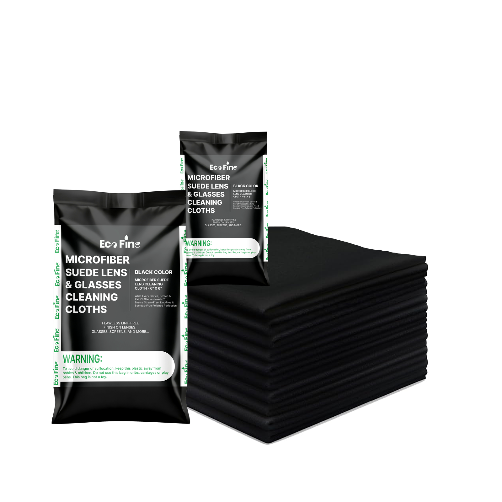 EcoFine Microfiber Suede Screen Cleaning Cloth 14" x 14" - Black