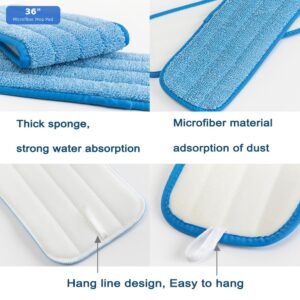 36 inch wide area microfiber wet mop pad for commercial cleaning USA