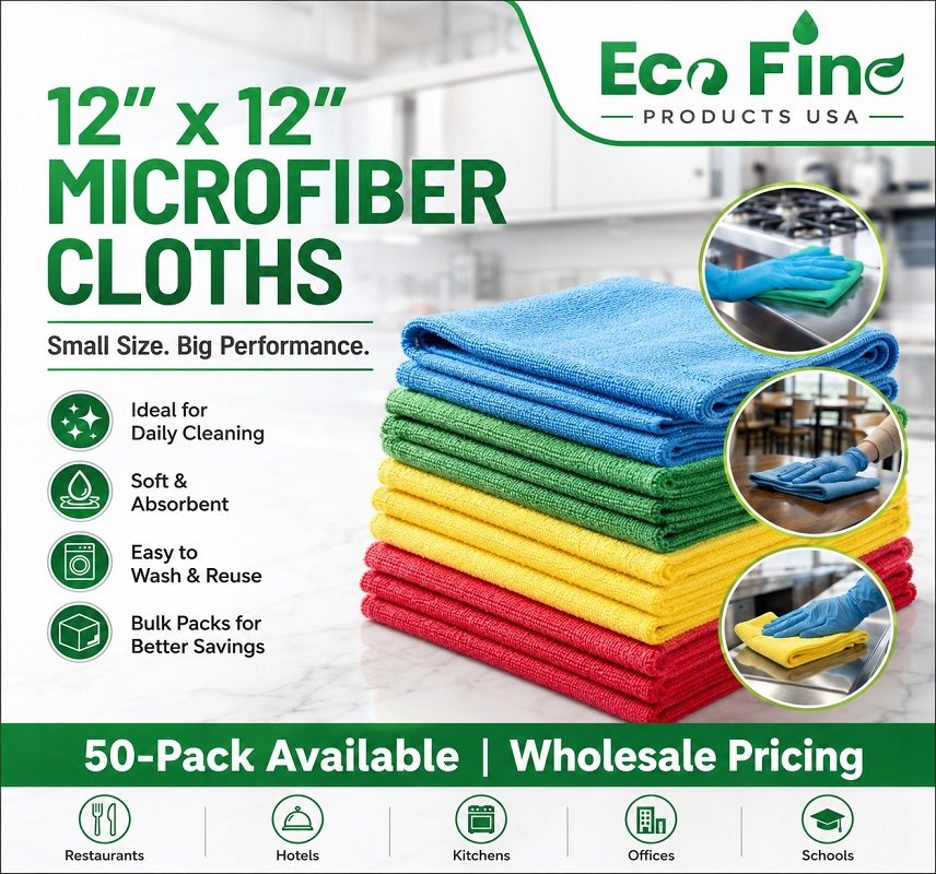 12x12 microfiber cloths for restaurants hotels and daily commercial cleaning