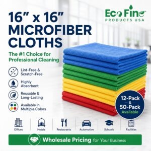 16x16 microfiber cloths in bulk colors for commercial cleaning teams