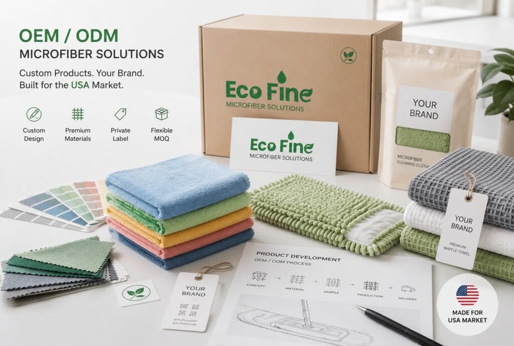 OEM private label microfiber towels and cleaning cloths by EcoFine