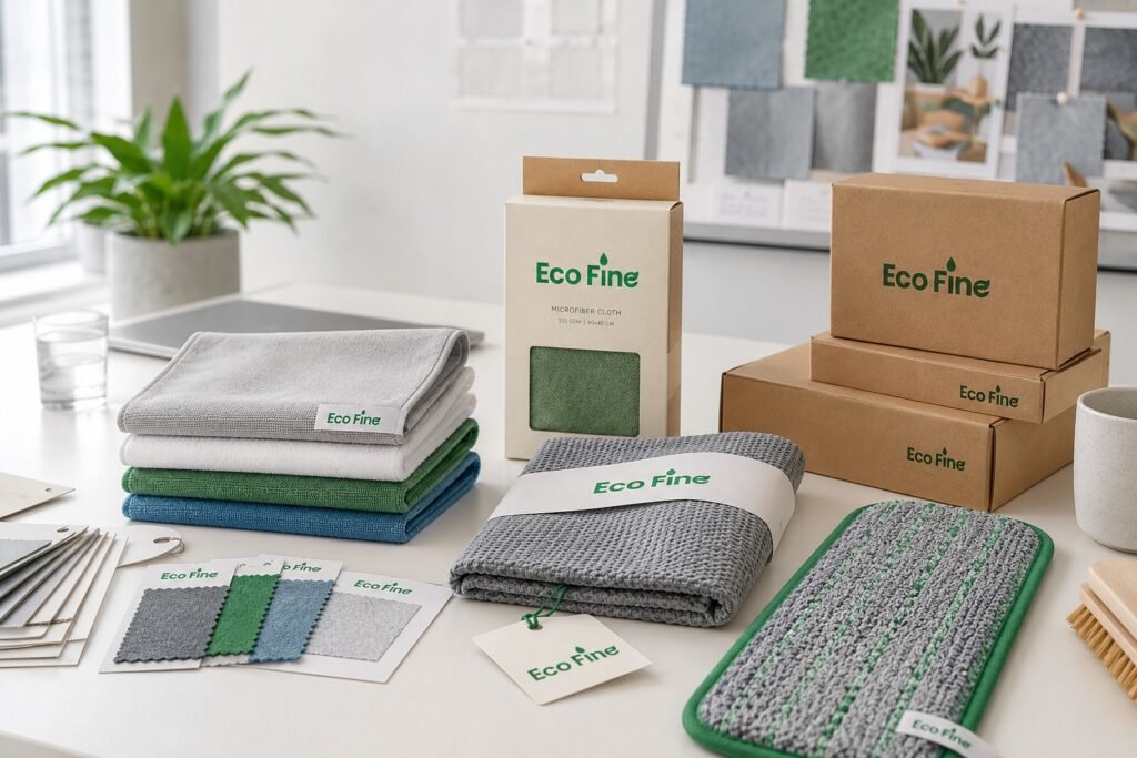 OEM private label microfiber towels and cleaning cloths by EcoFine
