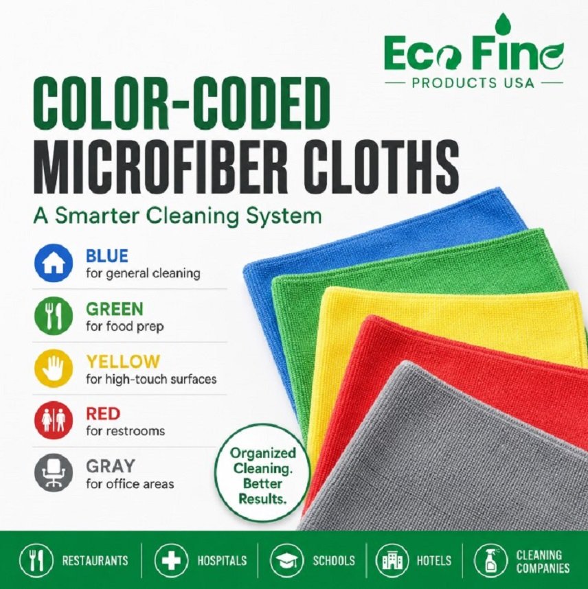 color-coded microfiber cloths