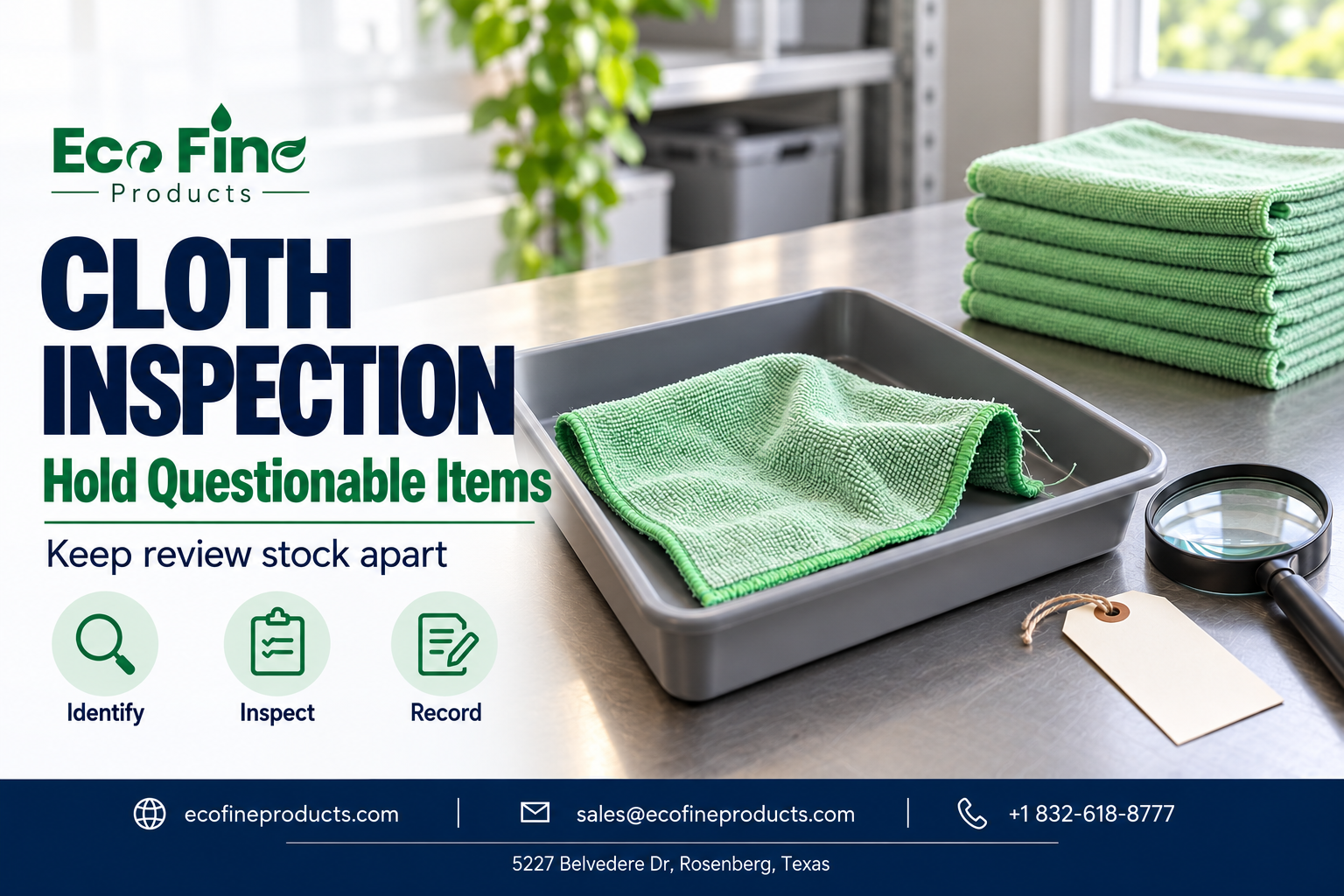 EcoFine Products: Cloth Inspection — Hold Questionable Items.